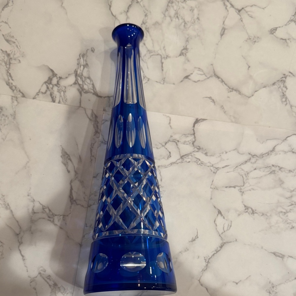 Vintage Elegant French Blue Crystal decanter or vase